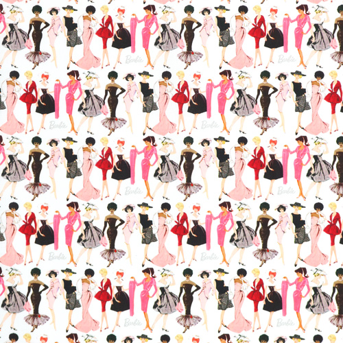Moda Pasarela Vintage Barbie En Blanco Tela de Riley Blake