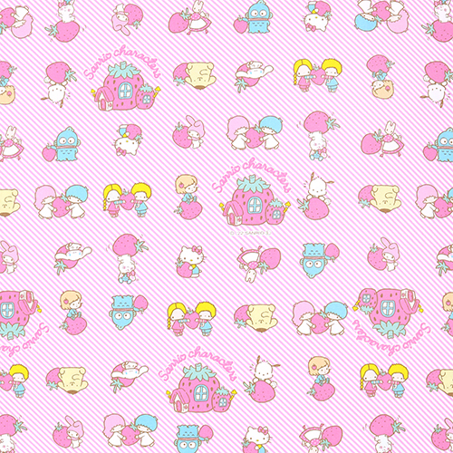 Maison aux Fraises des Personnages Sanrio Tissu par Sanrio