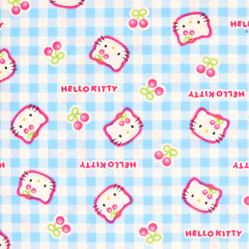 Hello Kitty Kirsch-Gingham-Karo Stoff