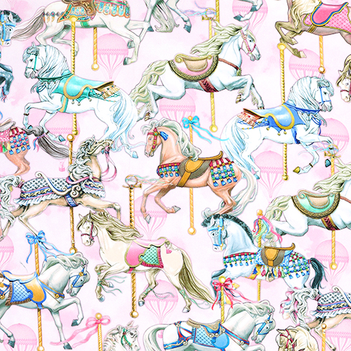 Caballos De Carrusel Bonitos Nostlgicos Vintage Tela de Timeless Treasures