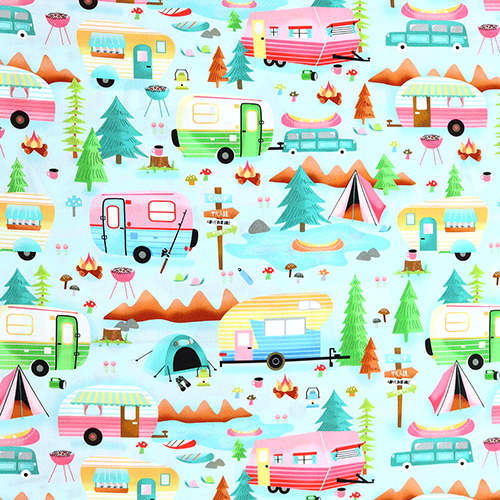 Caravanes Tentes Camping Fort Sauvage Tissu par Timeless Treasures