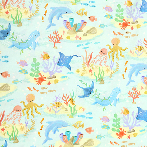 Animaux Mignons de l'Ocan Mer Tissu par Timeless Treasures