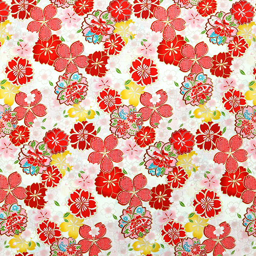 Fleurs de Cerisier à Motifs Dorés