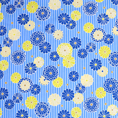 Niedlicher Retro Chrysanthemen Streifen Stoff von Kokka