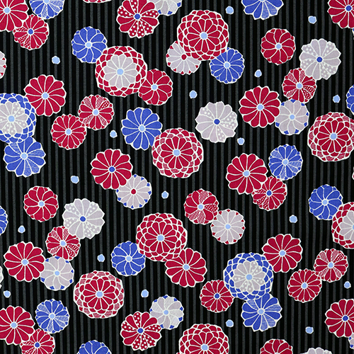 Niedlicher Retro Chrysanthemen Streifen Stoff von Kokka