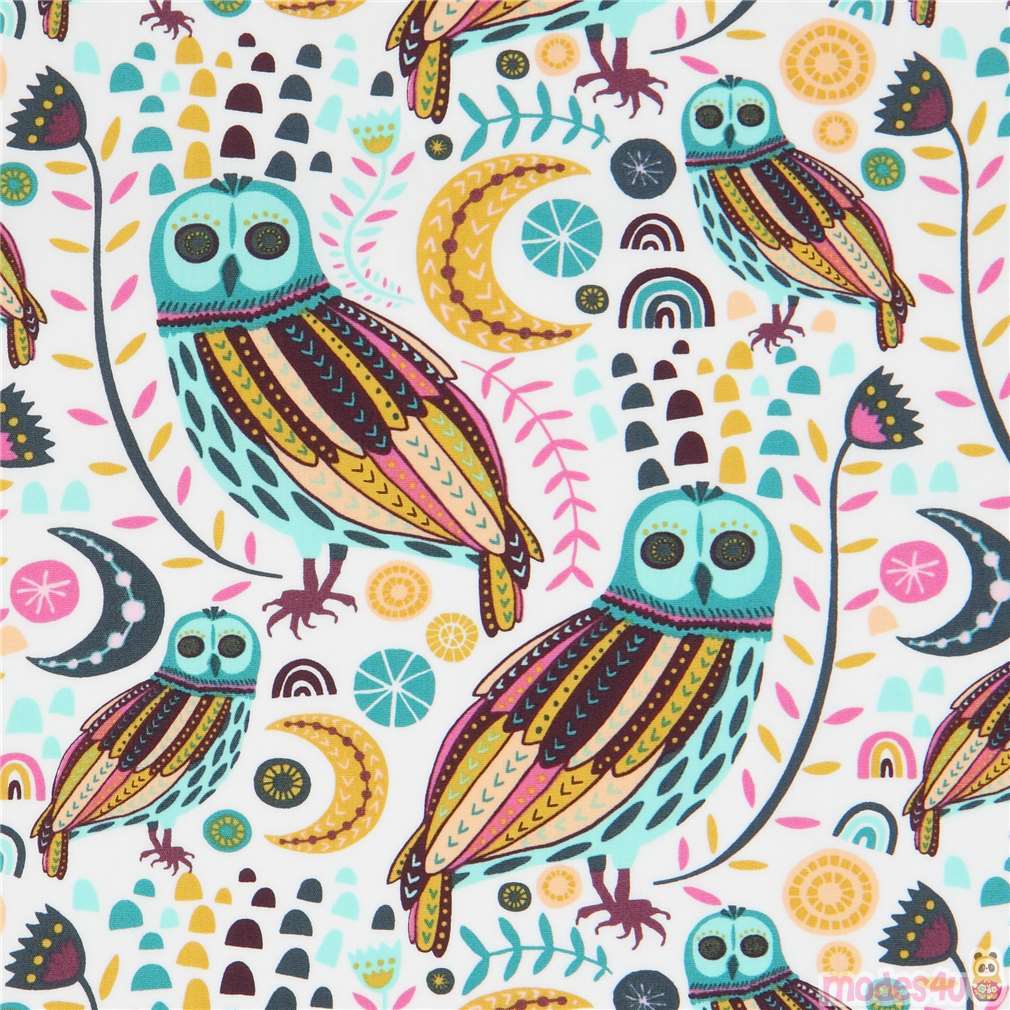 white Art Gallery Fabrics  owl  pattern  modeS4u