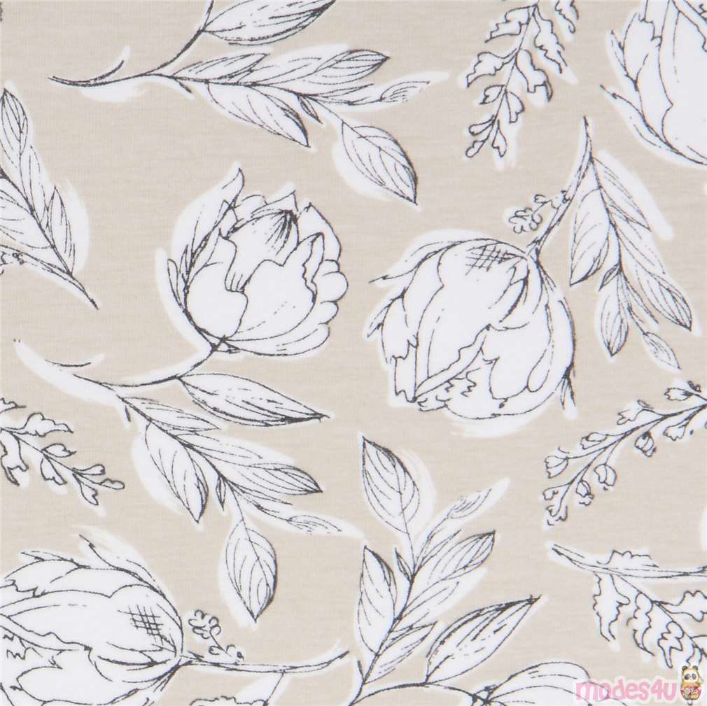 toile de Jouy Art Gallery Fabrics knit fabric in beige with flowers