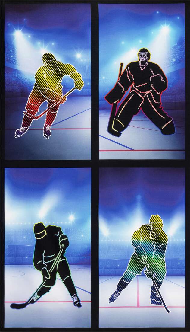 Robert Kaufman ice hockey player panel fabric modeS4u