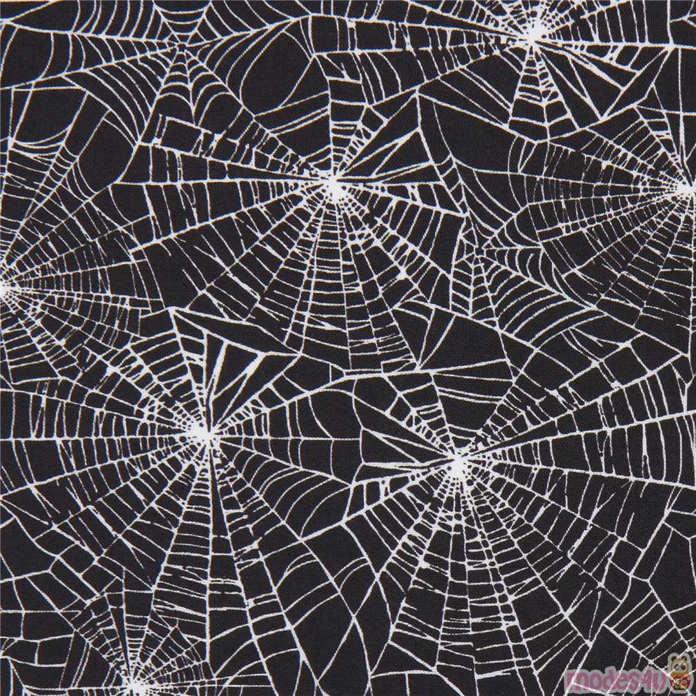 black spider web Halloween fabric by Robert Kaufman modeS4u