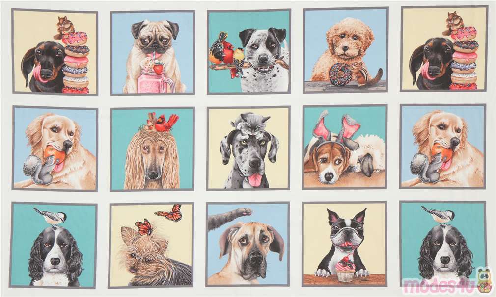colorful dog panel fabric by Elizabeth's Studio Fabric by Elizabeth's