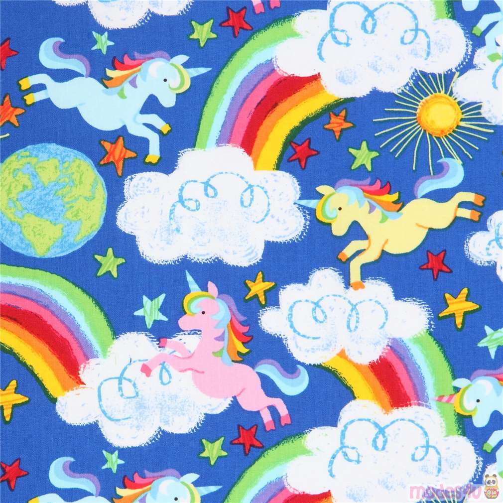 colorful unicorn and rainbow fabric by Timeless Treasures Fabric by ...