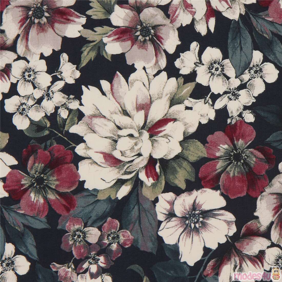 dark bluegreen Quilt Gate retro flower fabric modeS4u