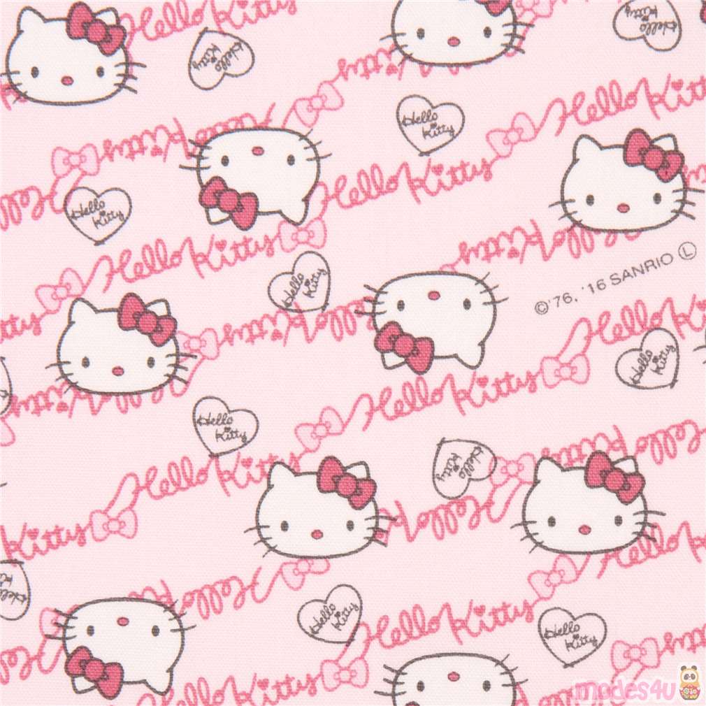 Light Pink Hello Kitty Face Text Laminate Fabric Sanrio Japan Modes4u 5495