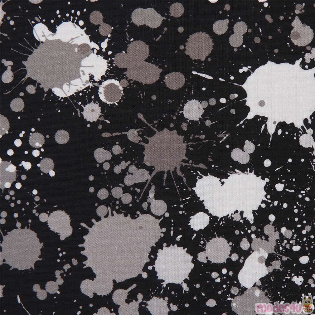 Black and Grey Paint Splatter Fabric by Robert Kaufman modeS4u