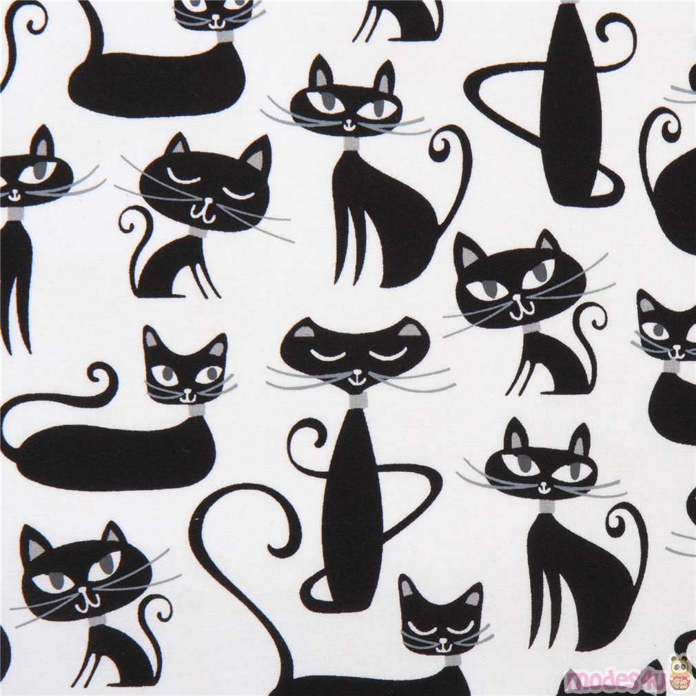 white cat fabric 'Whiskers & Tails' by Robert Kaufman USA Fabric by ...