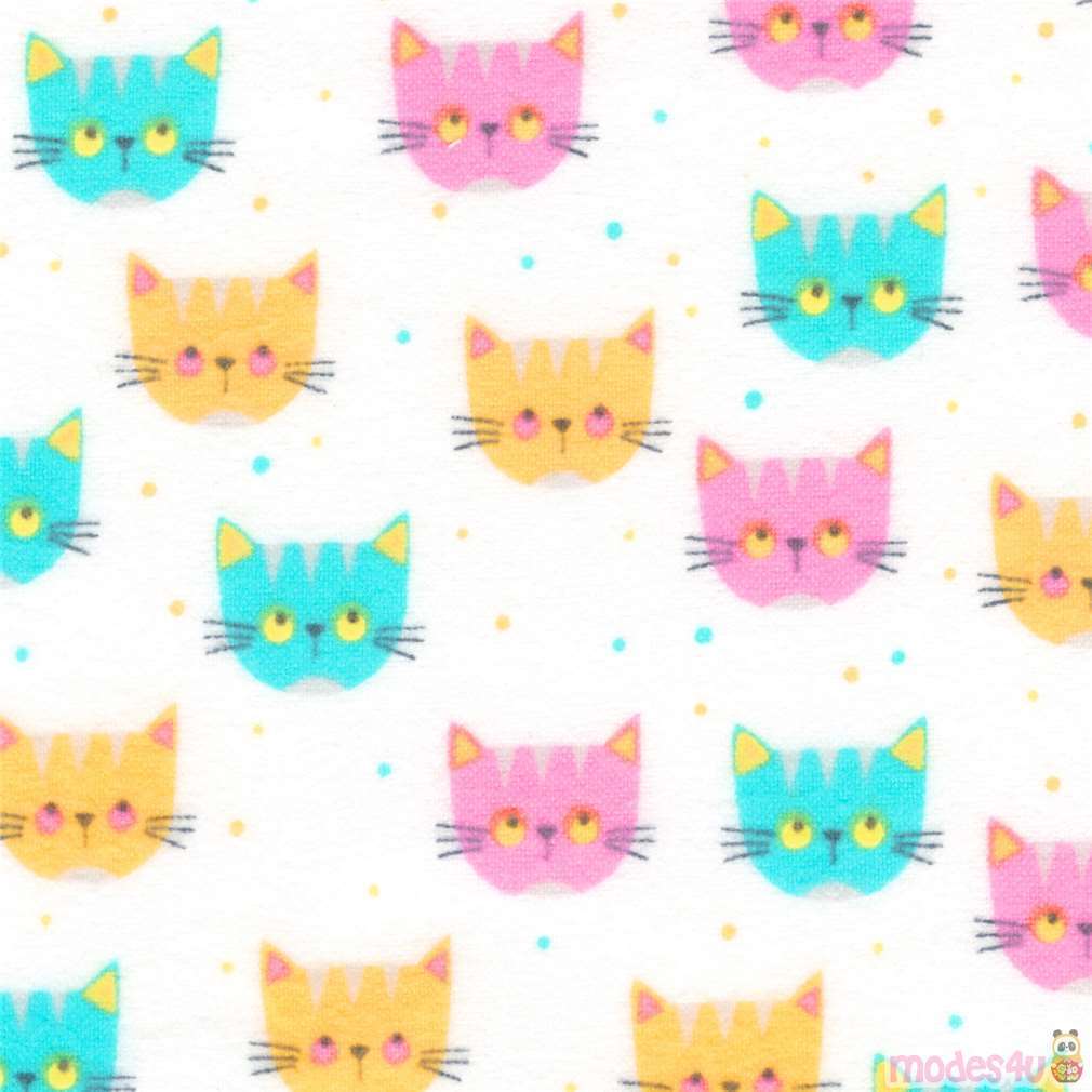 white flannel fabric with cats by Robert Kaufman by Robert Kaufman