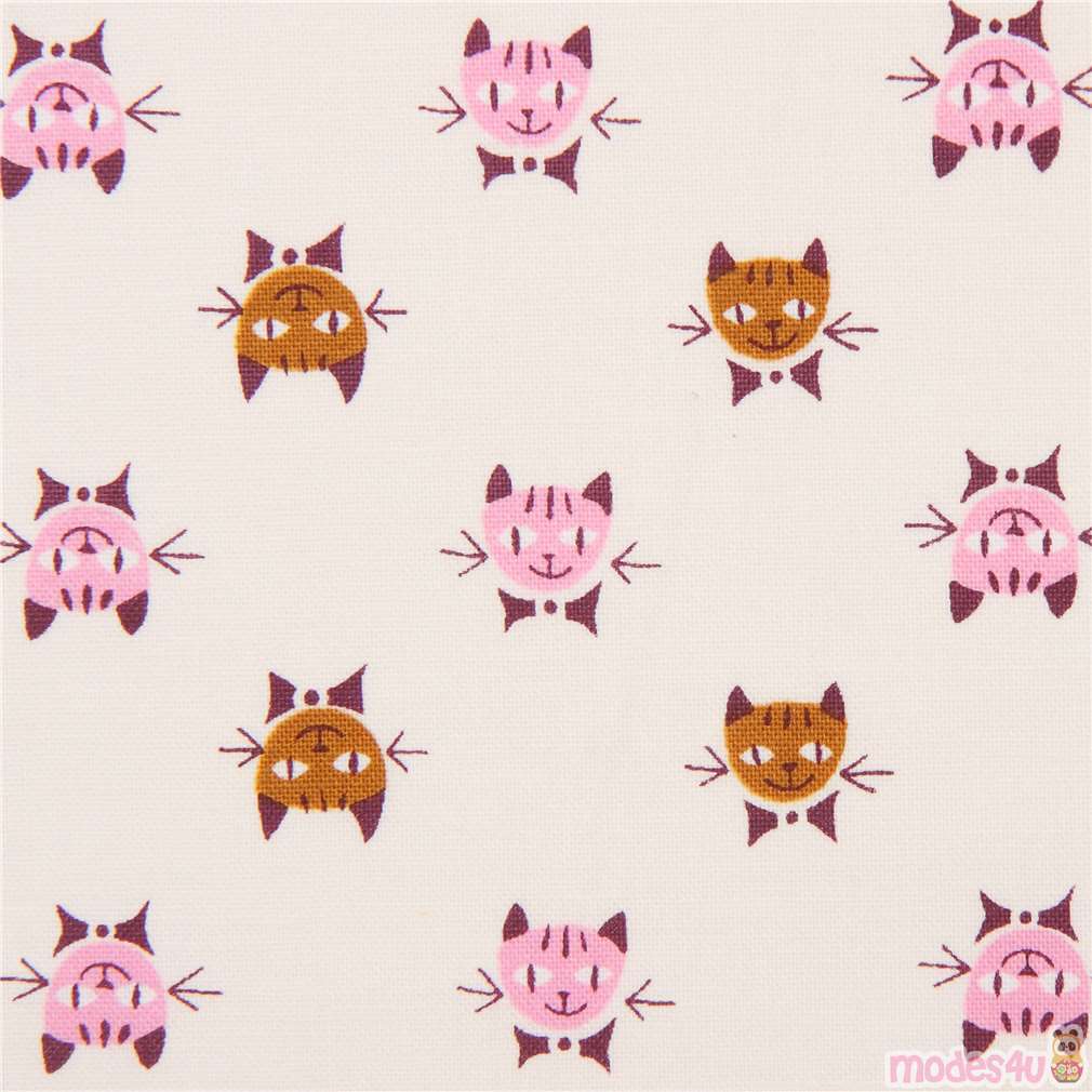 Fat Quarter (50 x 56 cm) - cream quilting fabric with cats - modeS4u