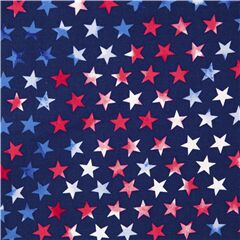 Blauer Baumwollstoff weie rote Sterne USA Stoff von Timeless Treasures