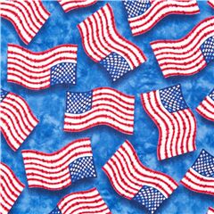 Blauer Denim Hintergrund mit USA Batik Flagge Baumwollstoff Stoff von Timeless Treasures