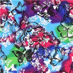 tessuto cotone farfalle macchie blu viola verdi rosa Tessuto di Sykel Enterprises