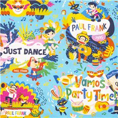Faschingsfest schwebt Julius der Affe Paul Frank blauer Baumwollstoff Stoff von Michael Miller