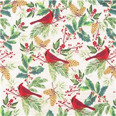 Tissu minky de Nol Timeless Treasures au coloris naturel feuilles et oiseaux (coupon)
