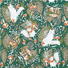 Holiday Woodland Critters Fox Squirrel Scarves Hats Fabric by Dear Stella