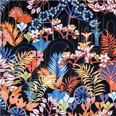 Dunkle Bunte Fantasieblumen Stoff von Stof France
