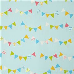 Tissu en popeline de coton bleu avec des fanions multicolores de fte Tissu par Japanese Indie