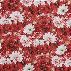 Baumwollhemdenstoff rote korallenfarbene weie Blumen aus Japan Stoff von Japanese Indie