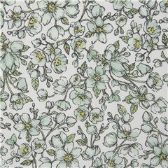 Tissu jersey en coton et lasthanne blanc  fleurs vertes Tissu par Robert Kaufman