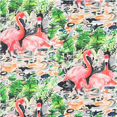 Vogel Stoff rosa Flamingo grnes Blatt Aquarell Stoff von Dear Stella