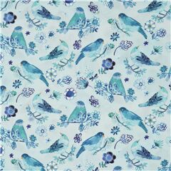 blaue Vgel auf Zweigen Blten Baumwollstoff Stoff von Dear Stella