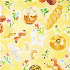 Kohlenhydrate gelber Stoff Brot und Pasta bunt sommerlich Stoff von Dear Stella