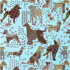 Hundeschattenbild-Patchwork USA-hellblaue Baumwollbunte Muster Stoff von Sykel Enterprises