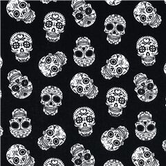Crnes En Sucre Noirs Et Blancs D'Halloween Tissu par Stof France