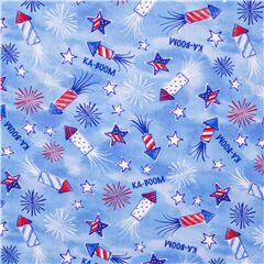 Ville Natale Amrique toiles De Feu D’Artifice Tissu par Michael Miller