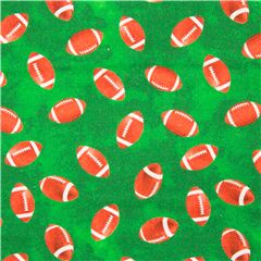 Tissu vert mini ballons de football amricains en cuir Tissu par Timeless Treasures