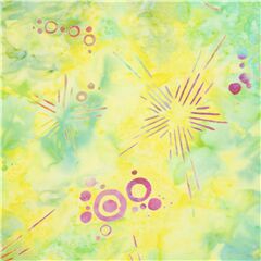 Grngelber Batik-Stoff mit rosa Sterneffekte Batik Stoff von Timeless Treasures