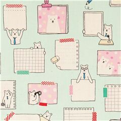 Tissu en coton avec des cahiers carnets des ours polaires style BD Tissu par Kokka