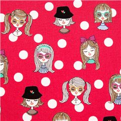 Tissu Oxford coton rose  pois filles Kira Kira lunettes chapeaux noeud Tissu par Kokka