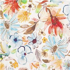 Groe dramatische bunte Blumen auf weiem Baumwollstoff Stoff von Dear Stella