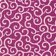 Tissu japonais Dobby rose avec des tourbillons et volutes karakusa blancs Tissu par Japanese Indie