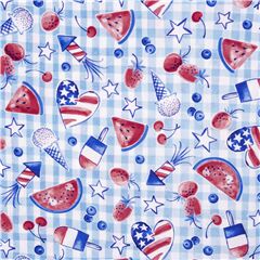Heimatstadt Amerika 4. Juli Vichy-Karo Stoff von Michael Miller