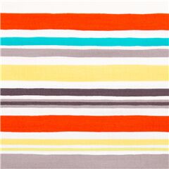 locker bunt gestreifter gelb blau orange grauer Baumwollstoff Stoff von Michael Miller