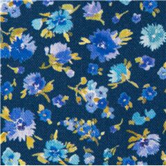 tela de algodn azul marino de flores con hojas amarillas Tela de Michael Miller