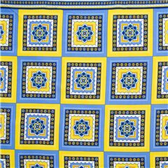 tessuto provenzale cotone mattonelle blu gialle Tessuto di Michael Miller