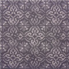 Tissu en coton vintage avec des carreaux et mandalas gris fonc Tissu par Michael Miller
