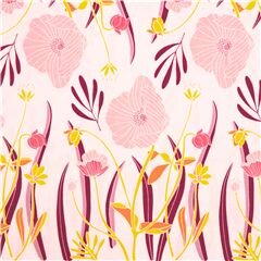 Tissu en coton rose avec des fleurs roses et blanches Tissu par Michael Miller