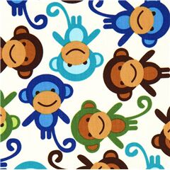 Tissu jersey lisse extra large crme avec des singes Tissu par Robert Kaufman